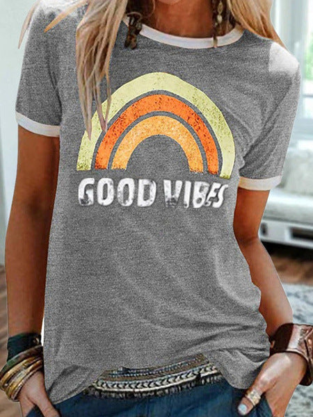 JOLIEN | Good Vibes T-shirt – Retro Print Statement Tee