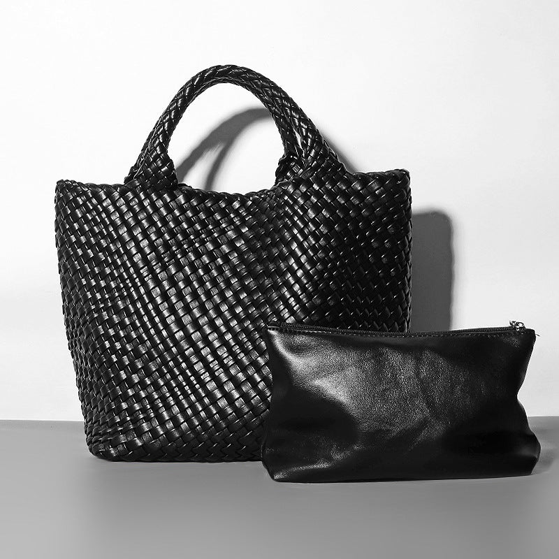 YENTE | Gevlochten Shopper – Zomerse Grote Tas met Binnenpouch