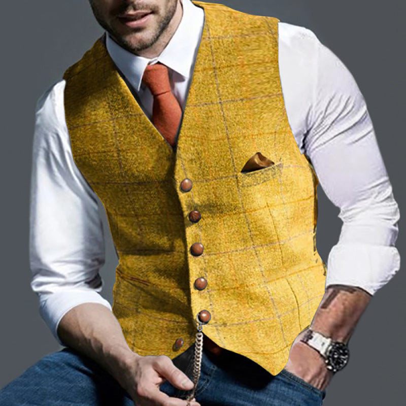 CAS | Stijlvolle Gilet voor Mannen met Houten Knopen en Elegante Pochet
