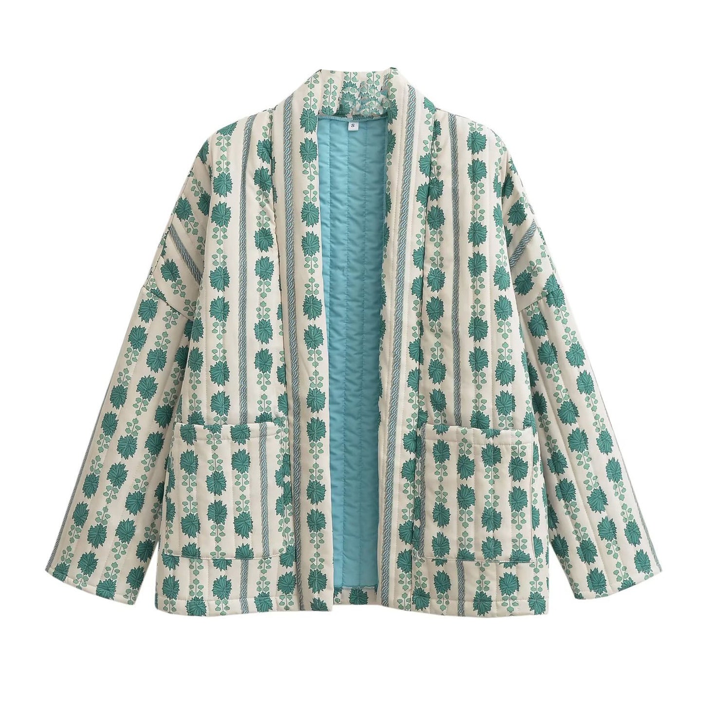 NANOU | Boho Kimono Blazer – Katoenen Printjack met Plantenmotief
