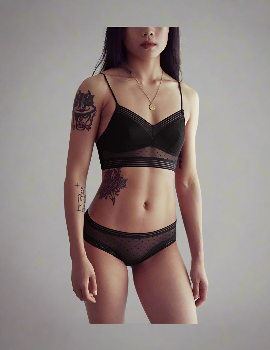 MARLOES |Transparante Lingerieset – Mesh Bralette & Slip met Modern Design (S t/m XL)