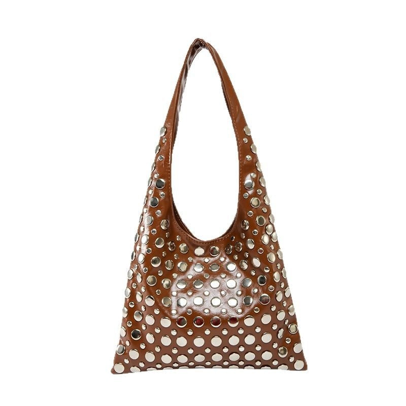 BIRGIT | Schoudertas met Studs – Stoere Leren Look Tas voor Dames