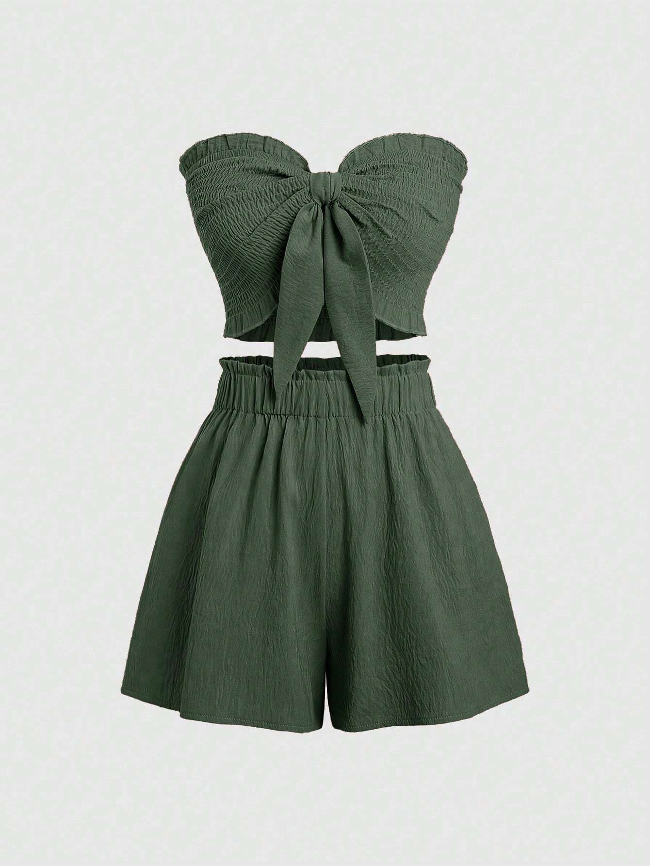 LILOU | Strapless Co-Ord Set – Zomerse Tweedelige Outfit met Strik