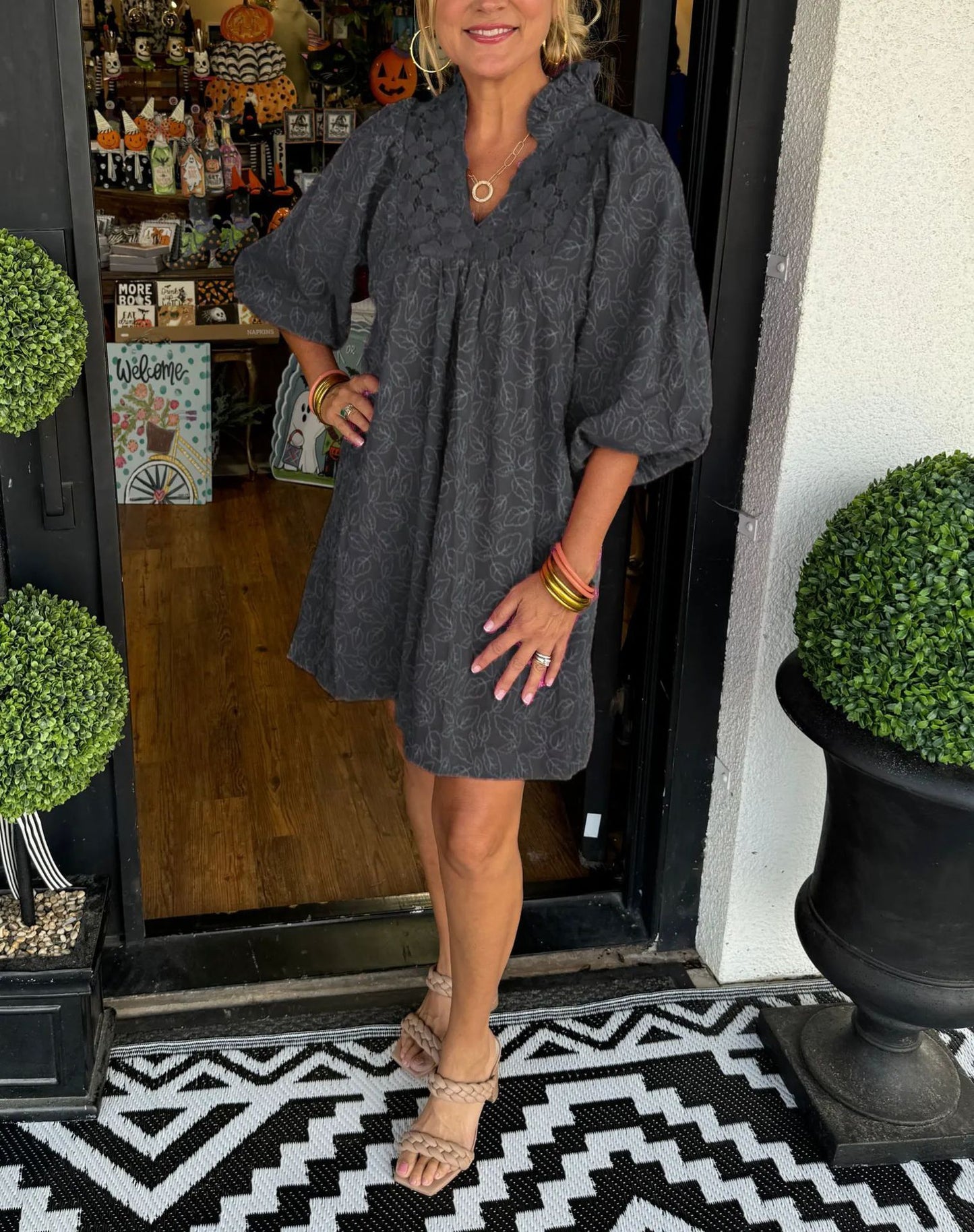VITA | Zomerjurk Dames – Jurk met Broderie en Pofmouwen