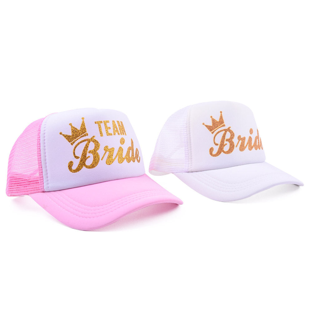 Team Bride & Bride Petten | Bachelorette Caps voor Vrijgezellenfeest met Gouden Glittertekst