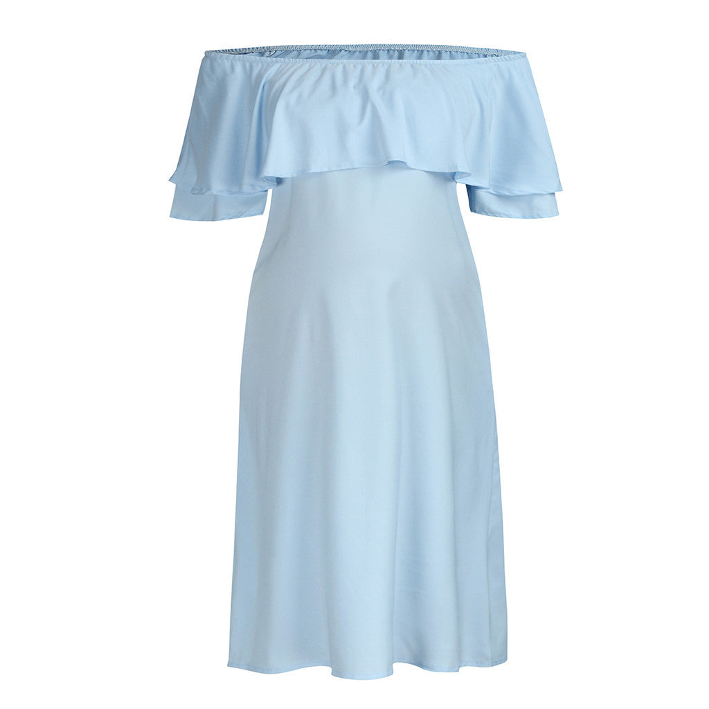 NATALIA | Lichtblauwe Off-Shoulder Zwangerschapsjurk