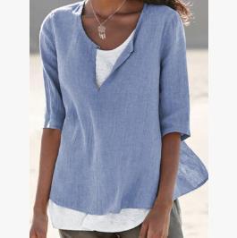 MIRA | Luchtige Linnen Tuniek Dames met V-Hals – Plus Size Zomerblouse van Natuurlijke Stof