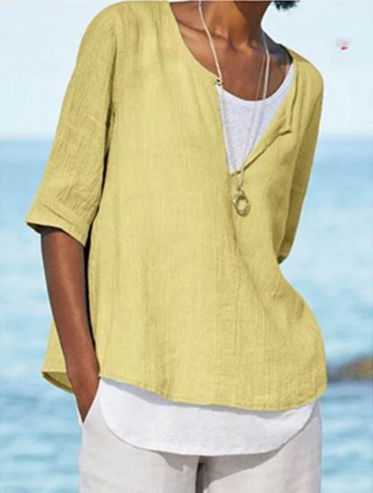 MIRA | Luchtige Linnen Tuniek Dames met V-Hals – Plus Size Zomerblouse van Natuurlijke Stof
