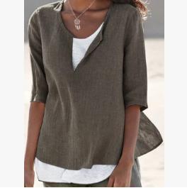MIRA | Luchtige Linnen Tuniek Dames met V-Hals – Plus Size Zomerblouse van Natuurlijke Stof