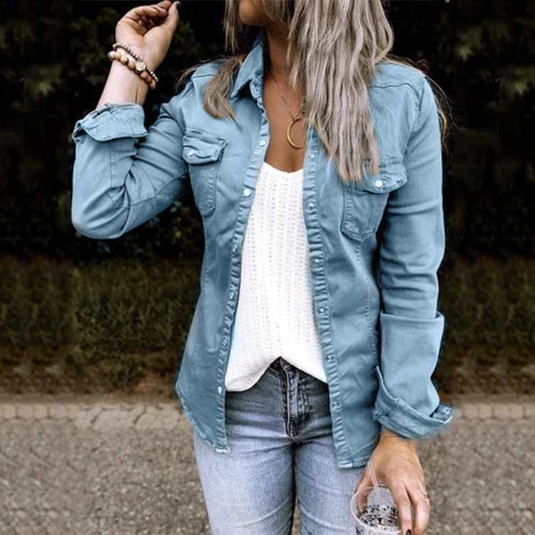 ELEONORE | Denim-look Blouse Dames – Casual en Stoer in Één