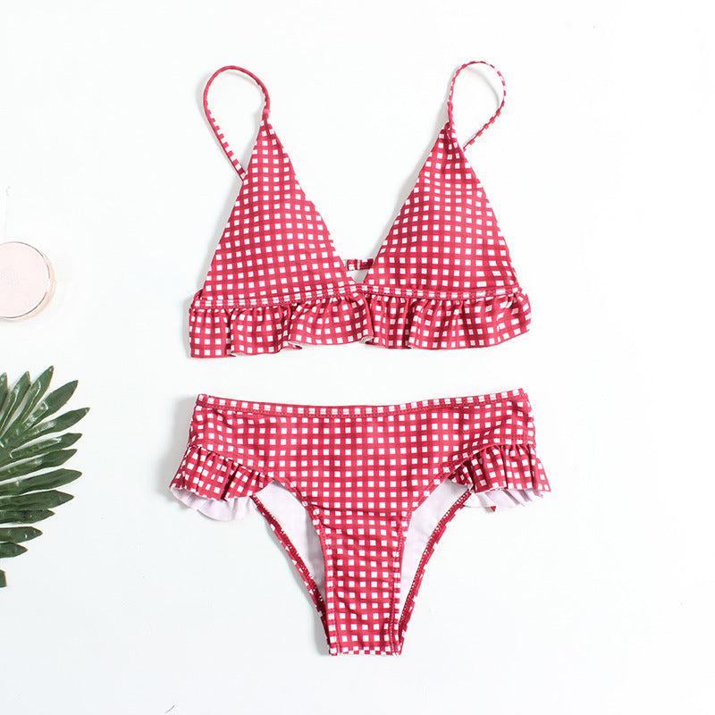 FAY | Ruitjes Bikini met Ruches – Dames Bikini Set