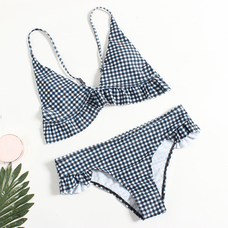 FAY | Ruitjes Bikini met Ruches – Dames Bikini Set
