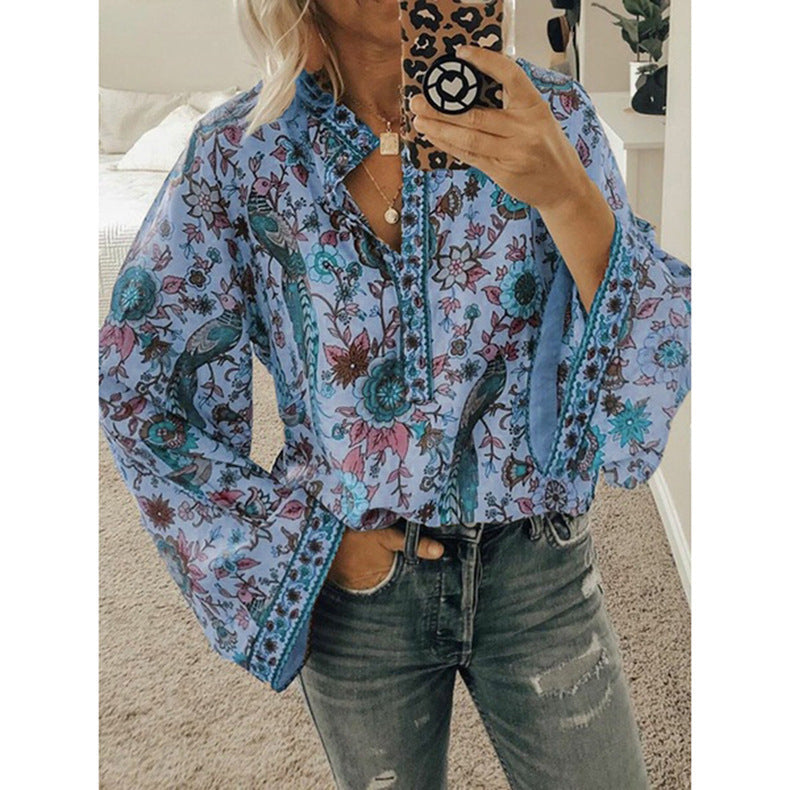 CATOO | Boho Blouse Dames – Kleurrijke Print met Wijde Mouwen in Verschillende Kleurvariaties