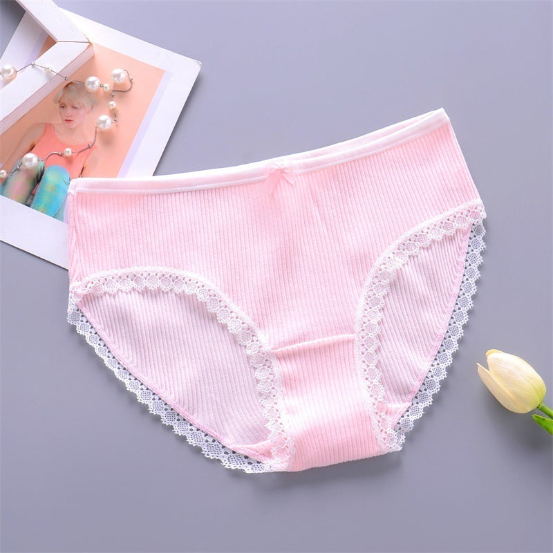 PHOEBE | Katoenen Rib Onderbroek met Kant – Comfortabele Dames Slip