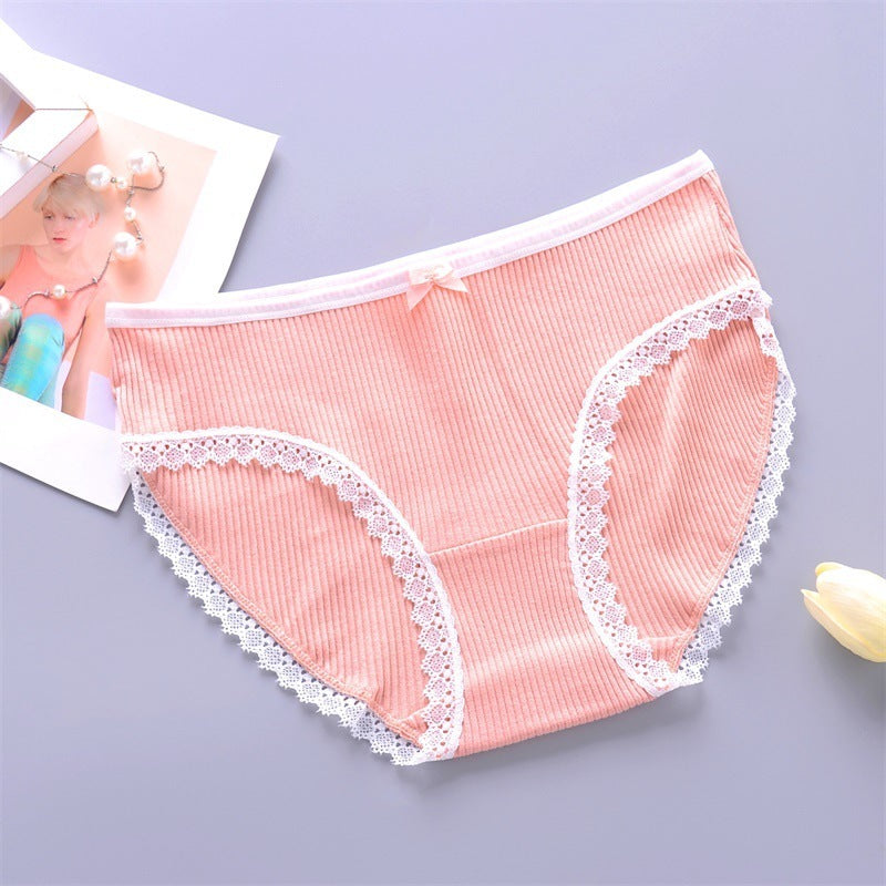 PHOEBE | Katoenen Rib Onderbroek met Kant – Comfortabele Dames Slip