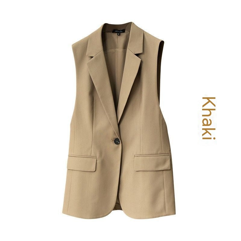 WINNE | Tailored Mouwloze Blazer – Minimal Chic in Zwart & Khaki