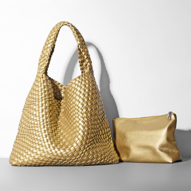 YENTE | Gevlochten Shopper – Zomerse Grote Tas met Binnenpouch