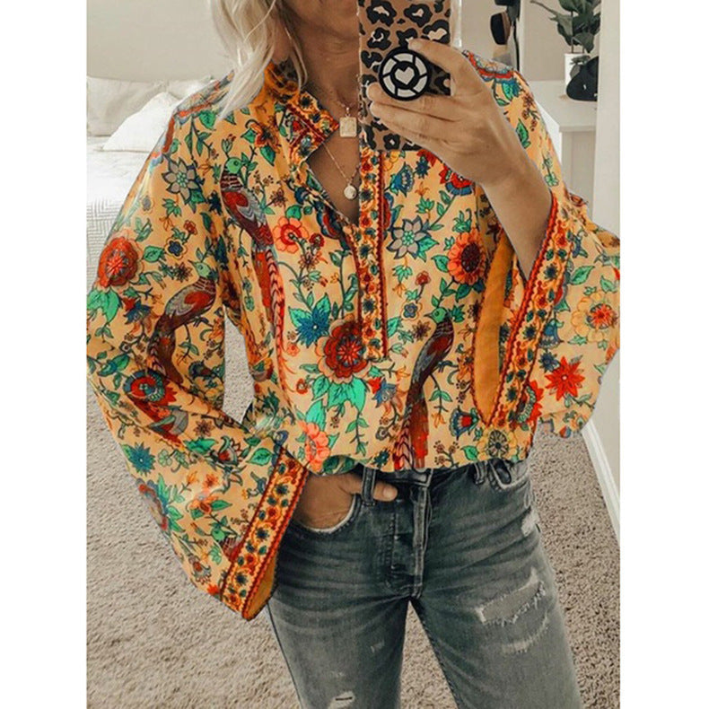 CATOO | Boho Blouse Dames – Kleurrijke Print met Wijde Mouwen in Verschillende Kleurvariaties