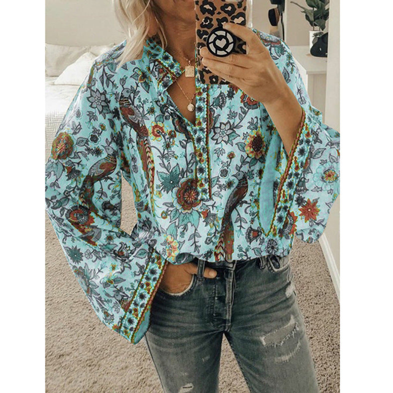 CATOO | Boho Blouse Dames – Kleurrijke Print met Wijde Mouwen in Verschillende Kleurvariaties