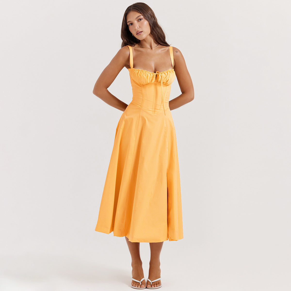 SOPHIE | Elegante Zomerjurk voor Dames met Gestruinde Top en Vloeiende Pasvorm