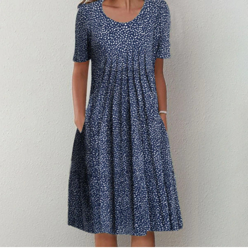 LEXI | Zomerjurk Dames Bloemenprint – Luchtige Korte Mouwen Jurk met Zakken