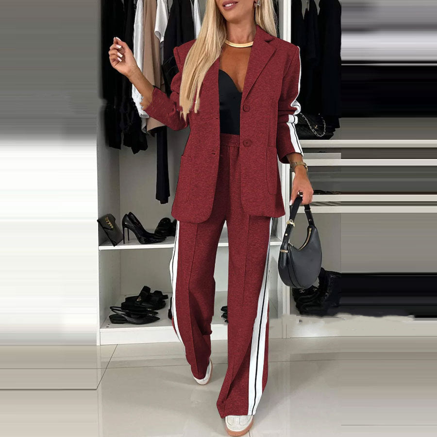MONE | Damespak met Sportieve Strepen - Comfortabele Blazer Set Dames
