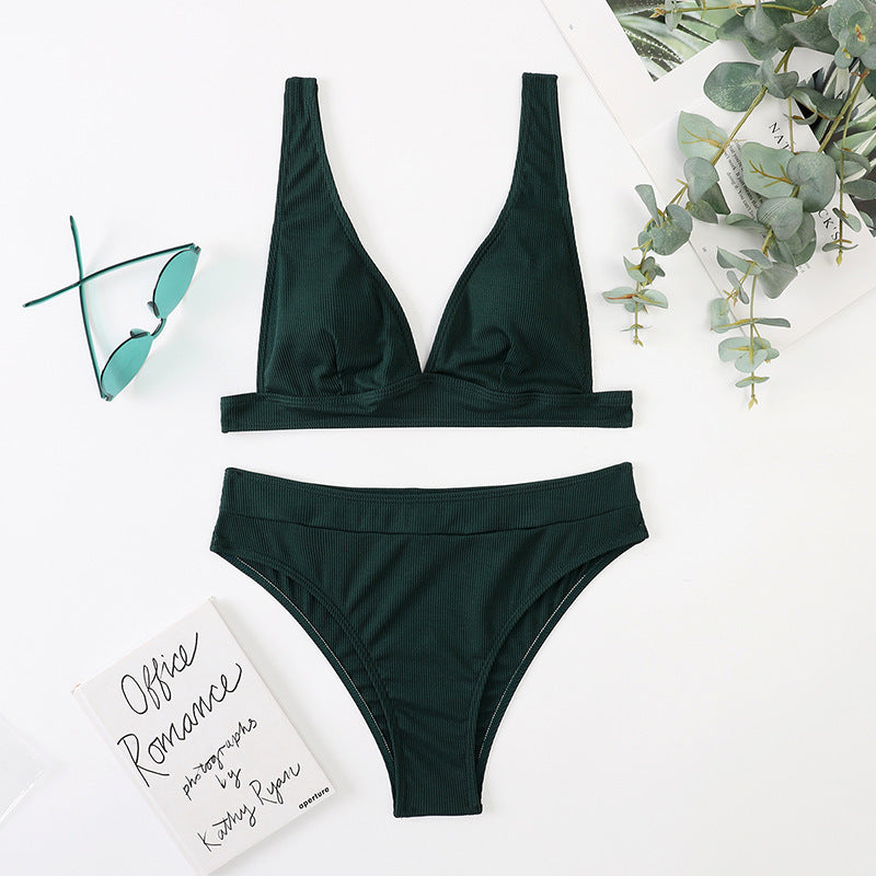 ABBY | High Waist Bikini Dames – Klassieke Bikini Set met V-Hals Top