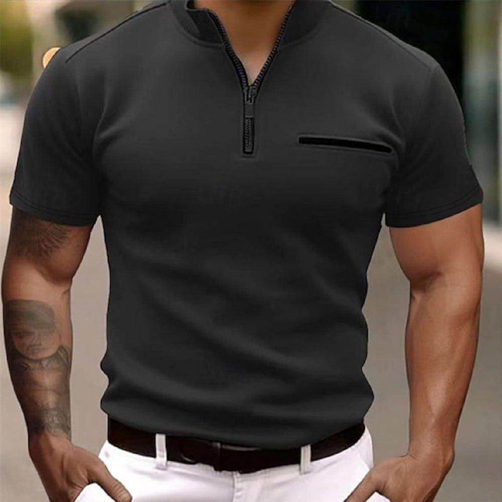 KAI | Heren T-shirt met Zwarte Rits – Slim Fit Casual Shirt Mannen