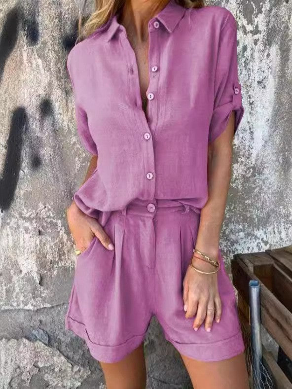 ROXANNE | Linnen Set Dames – Blouse en Shorts voor een Casual Chic Look