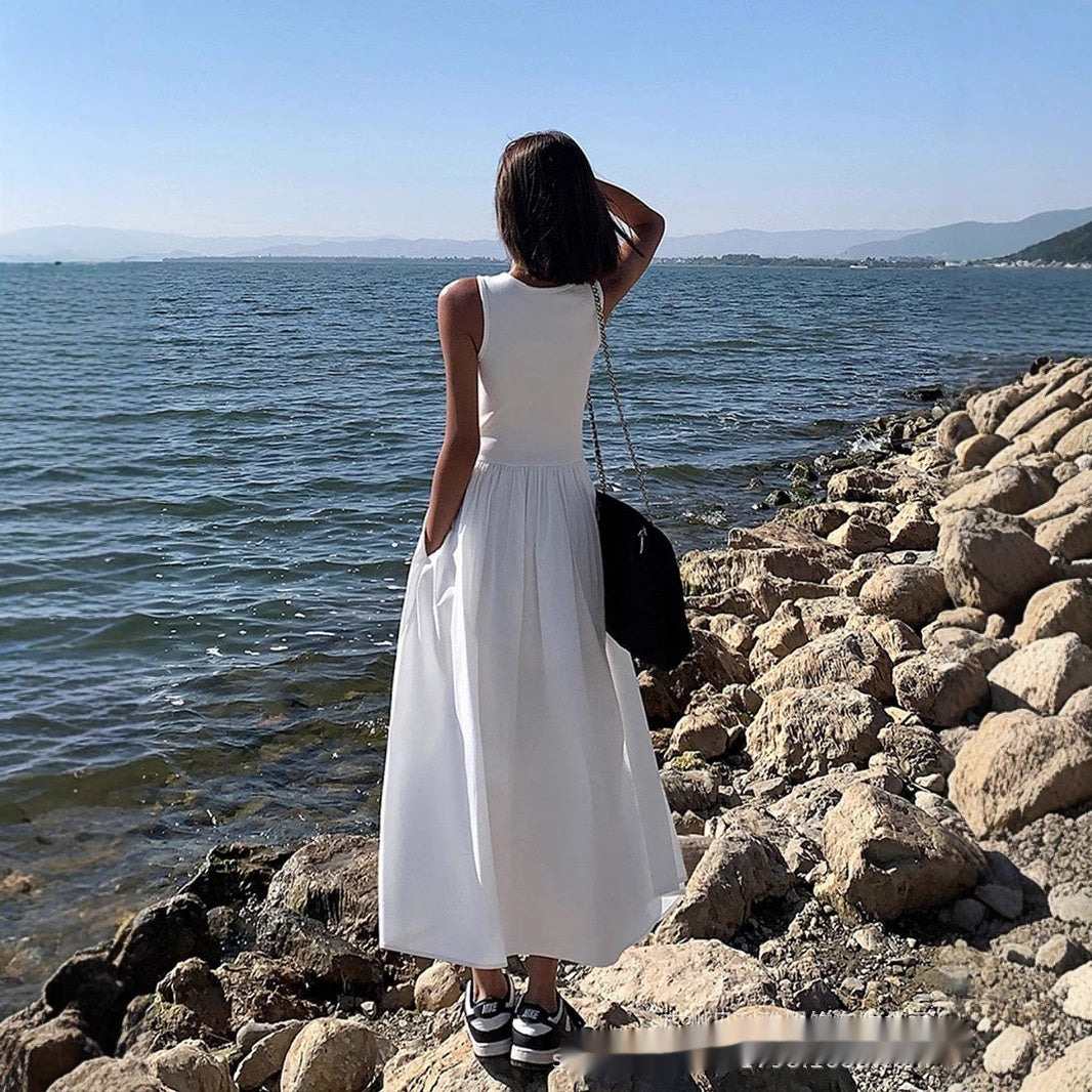 FLORENTINE | Casual Maxi Jurk met Zakken - Zwart-Wit Maxi Jurk Dames