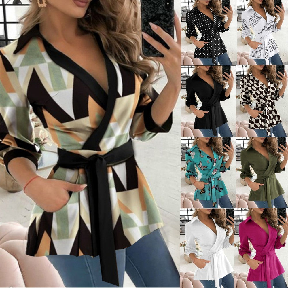 BRIGITTE | Wikkelblouse met Ceintuur – Elegant & Flatterend