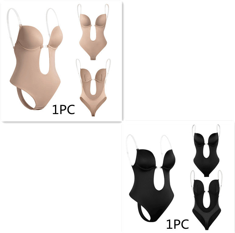 DILAN | U-Plunge Bodysuit – Naadloze Shapewear met Push-up en Open Rug