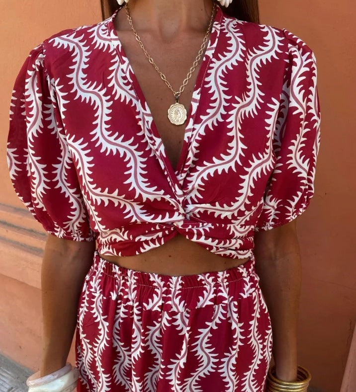 NEVE | Boho Set Dames met Print - Cropped Top en Maxi Rok