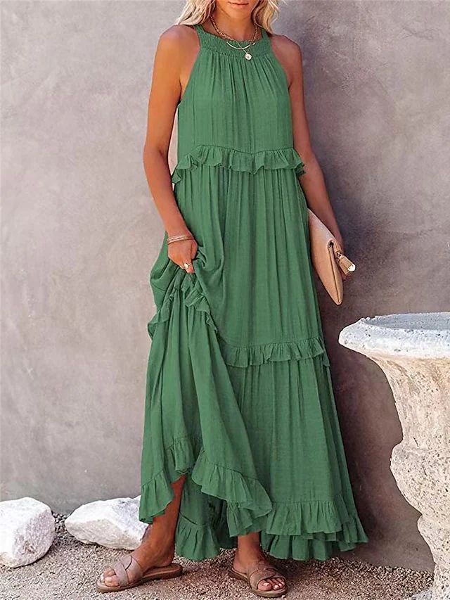 MARCELINE | Ruffle Maxi Jurk – Luchtige Zomerjurk met Volants