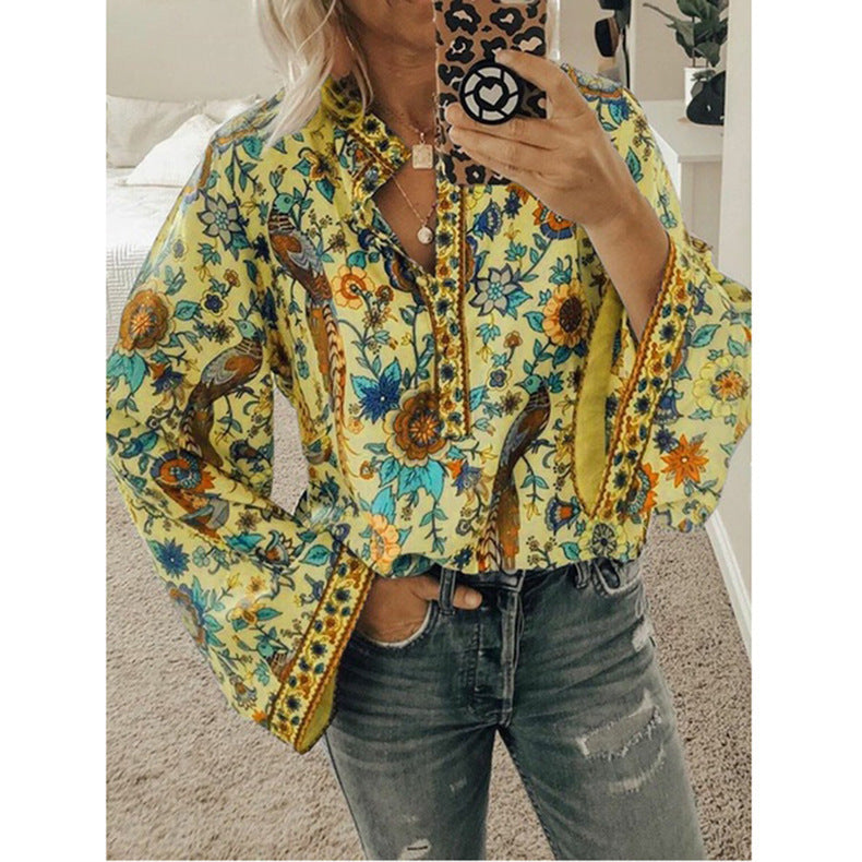 CATOO | Boho Blouse Dames – Kleurrijke Print met Wijde Mouwen in Verschillende Kleurvariaties