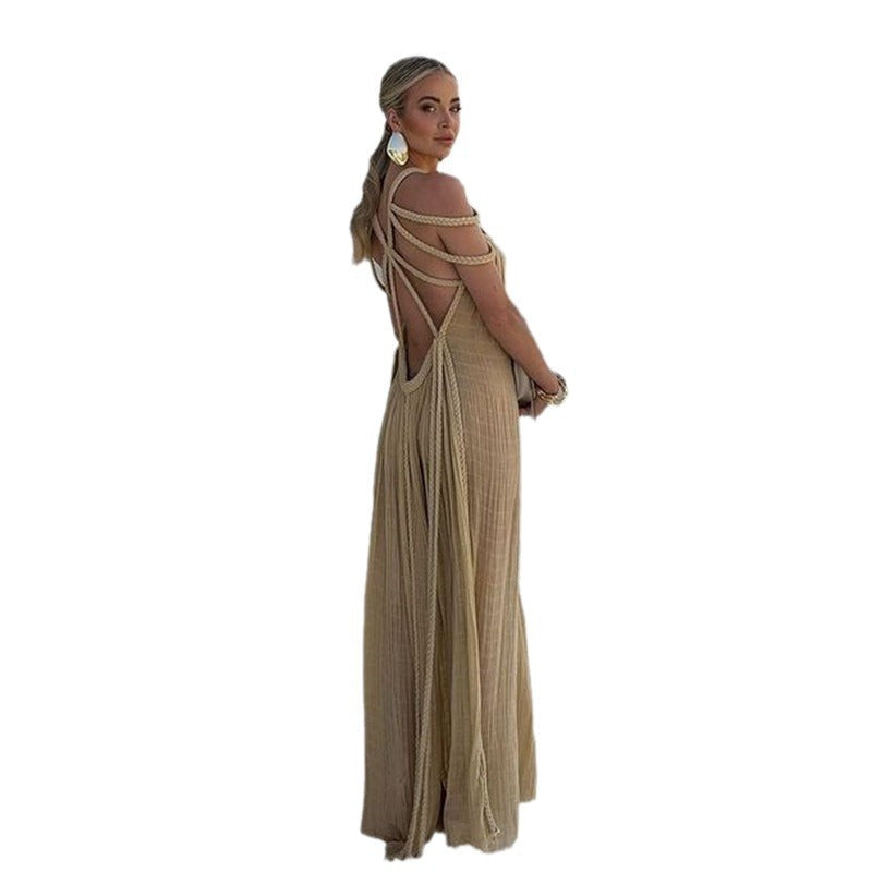 FINNE | Bohemian Maxi Jurk met Gevlochten Details – Luchtige Zomerstijl
