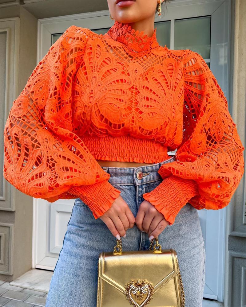 GIOVANNA | Feloranje Kanten Crop Top – Luxe Statement Blouse