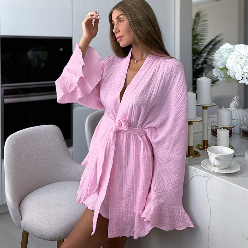 VIRGINIE | Luxe Katoenen Loungewear – Zachte Pyjama met Strikceintuur