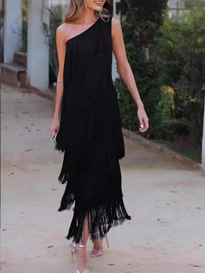 LANZA | Fringe Jurk – Flowy Feestjurk vol Beweging & Glamour