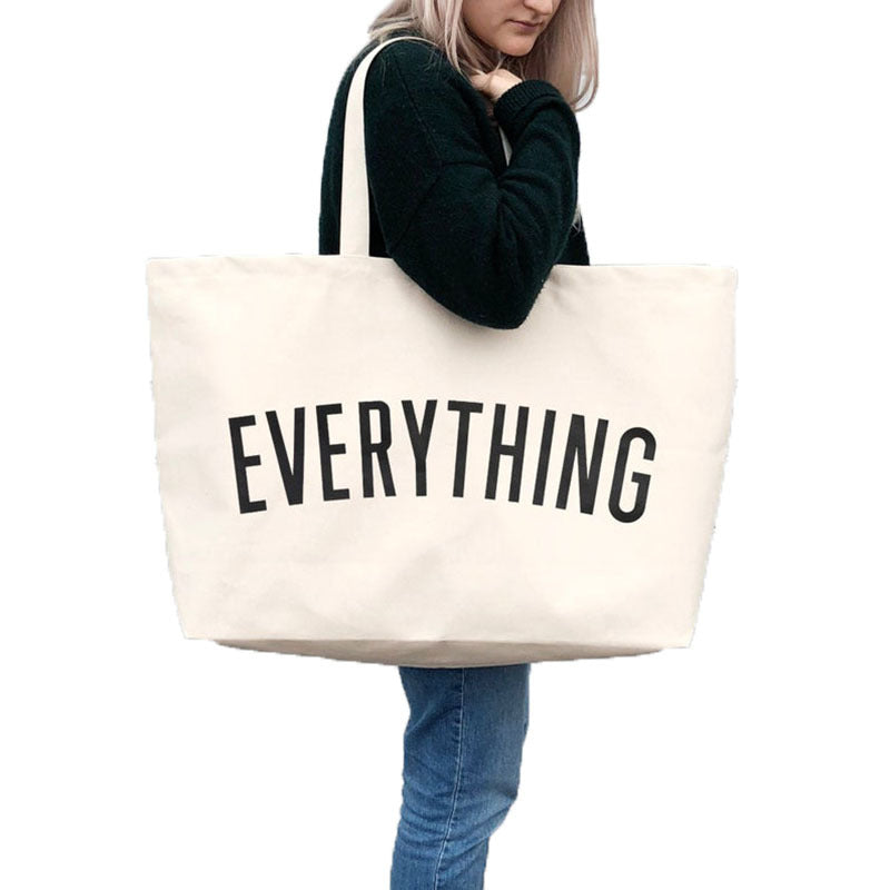 VALLERIE | Oversized Shopper Tas EVERYTHING - Grote Tote Bag Zwart/Wit