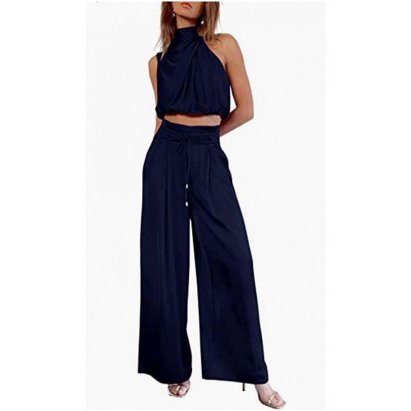 DINA | Satijnen Co-Ord Set Dames – Luxe Crop Top en High-Waist Broek in Meerdere Kleuren