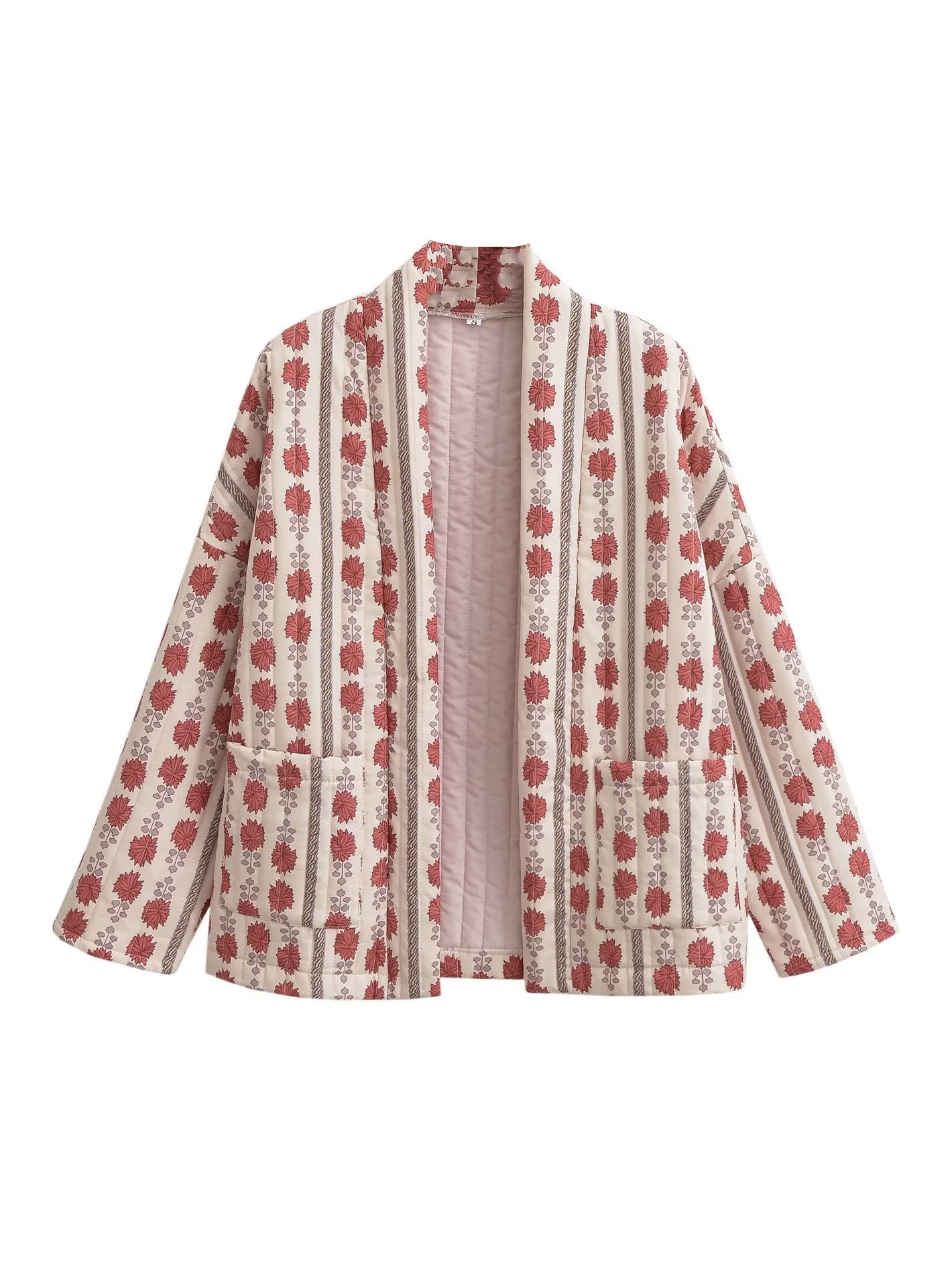 NANOU | Boho Kimono Blazer – Katoenen Printjack met Plantenmotief