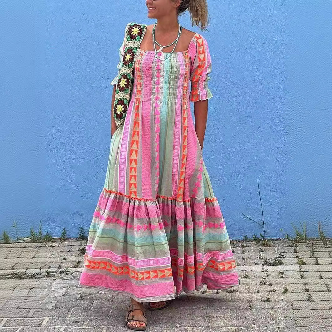 LIANNE | Bohemian Regenboog Jurk – Kleur & Comfort in Één