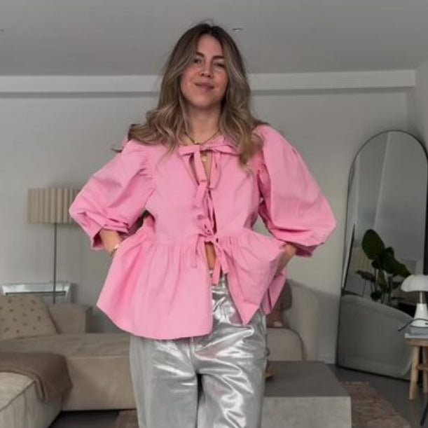 HALIMA | Luchtige Damesblouse – Vrouwelijke Fit in Steep of Blokjes Design