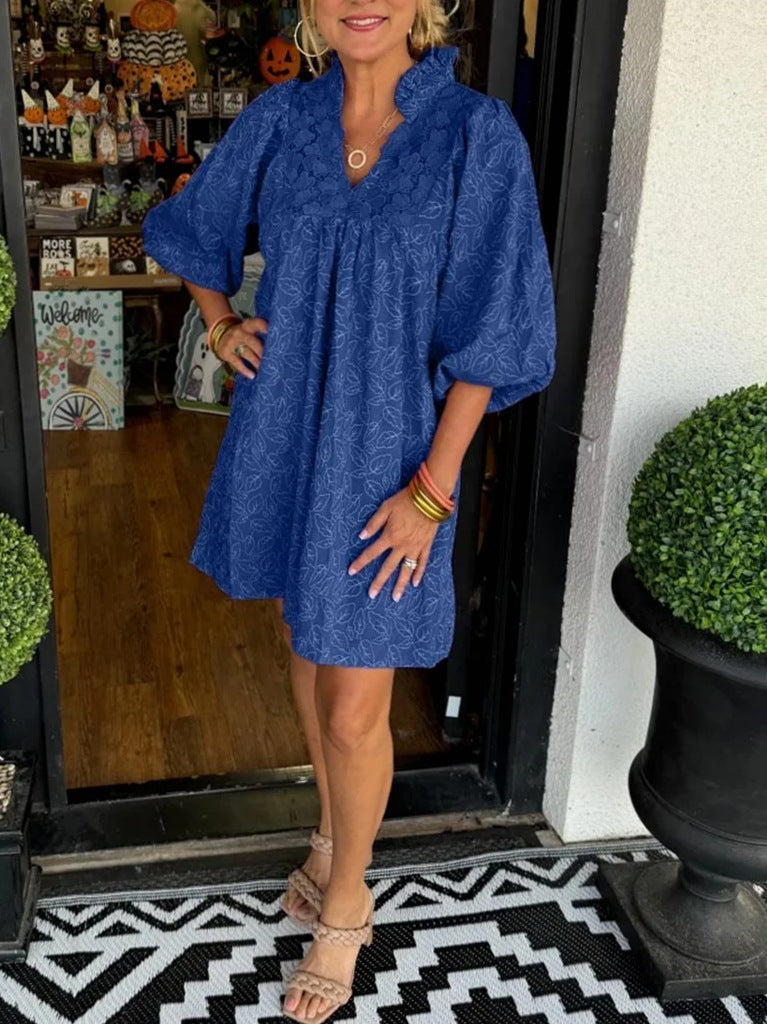 VITA | Zomerjurk Dames – Jurk met Broderie en Pofmouwen