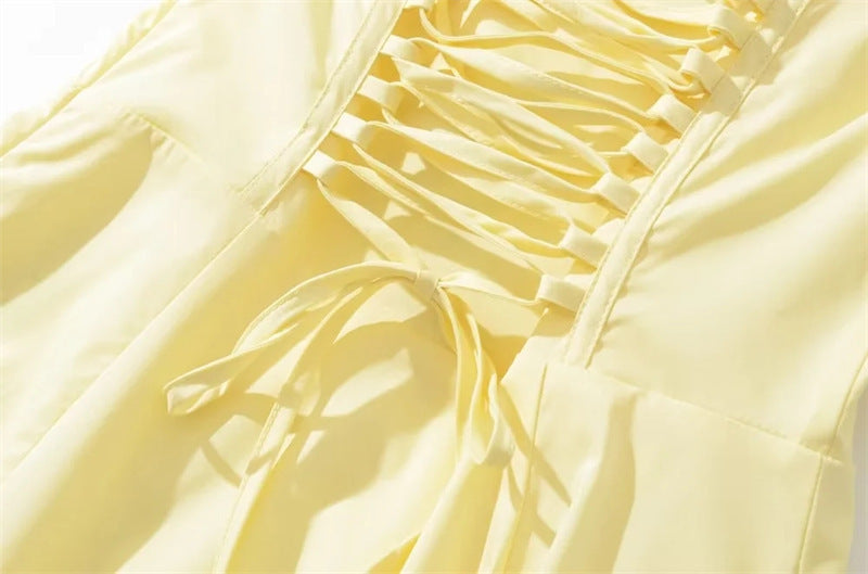 LORENA | Zomerjurk Dames met Corset Top en Split – Romantische Midi Jurk