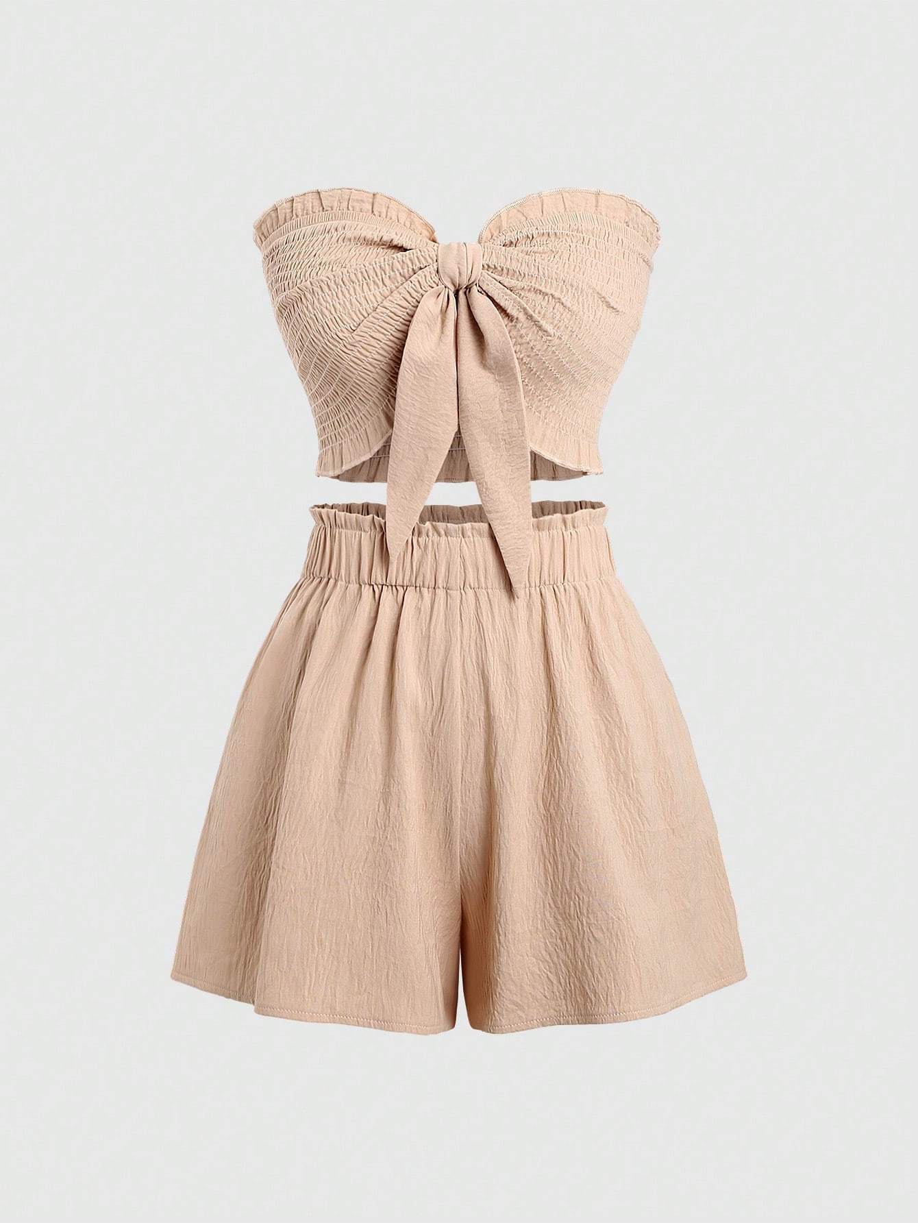 LILOU | Strapless Co-Ord Set – Zomerse Tweedelige Outfit met Strik