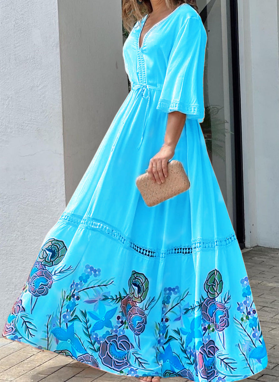GAIA | Bohemian Maxi Jurk met Bloemenprint – Zomerse Lange Jurk in Diverse Kleuren