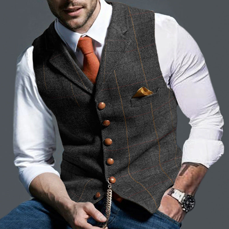 CAS | Stijlvolle Gilet voor Mannen met Houten Knopen en Elegante Pochet