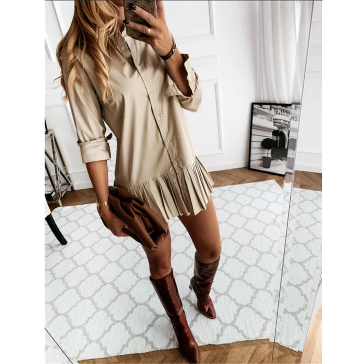 VOSSE | Overhemdjurk met Plissé Zoom – Blousejurk Dames Casual Chic